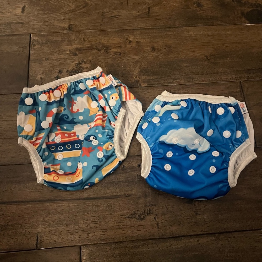 2 Pairs Swim Diapers Reuseable Adjustable for Baby (0-2 Years)